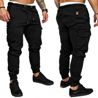 

Mens Slim Fit Urban Straight Leg Trousers Casual Pencil Jogger Cargo Pants