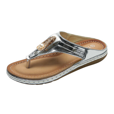 

Rose Fashion Womens Slippers Rhinestone Sandals Clip-Toe Slippers Casual Beach Shoes