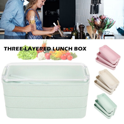 

900ml 3 Layer Spoon Dinnerware Lunch Box Bento Box Food Storage Container