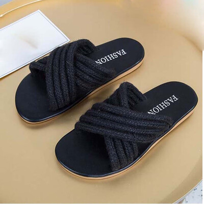 

Rose Women Rope Band Sandals Flat Fisherman Shoes Beach Flip Flops Beach Slippers