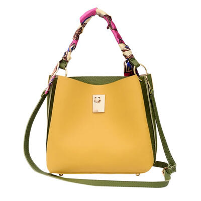 

Hit Color Silk Decor Shoulder Handbags PU Leather Women Crossbody Bags
