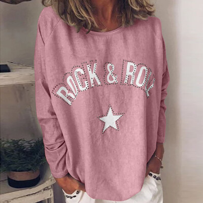 

Starmoon Womens Round Neck T-shirts Casual Long Sleeve Tee Shirts Ladies Printed Blouses