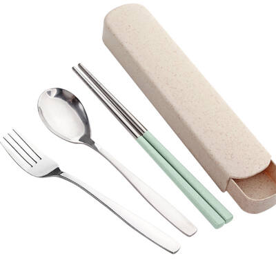 

New Hot Nordic Portable Stainless Steel Dinnerware Set with Box For Kid Travel Siverware Fork Picnic Dinner Kitchen Accessories