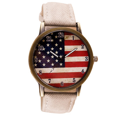 

Luxury Watch Women American Flag pattern Leather Band Analog Vogue Wrist Quartz Watchesbayan kol saati montre femme 533