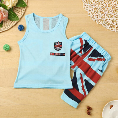 

Kids Baby Boys Union Jack Outfits Vest TopsShorts Pants 2PC Set Clothes 80