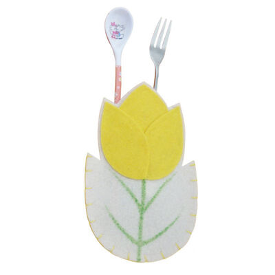 

4PCS Lily Knife Fork Bags Easter Flowers Pouch Pocket Knife Fork Holder Bags Tableware Decorations Party DIY Ornament