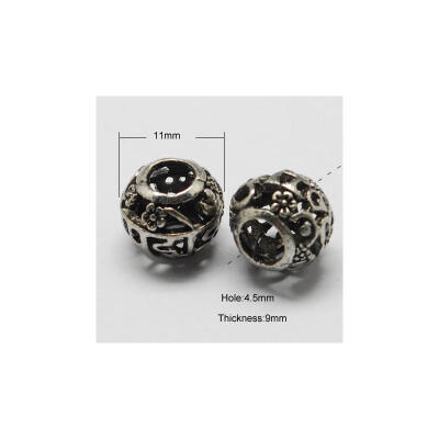 

Tibetan Style European Beads Rondelle Antique Silver 11x9mm Hole 45mm