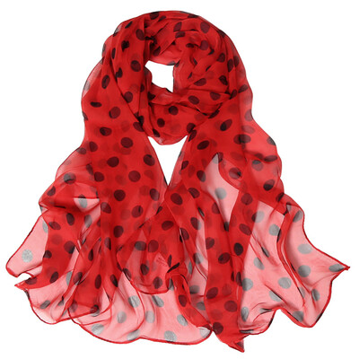

Gobestart Fashion Women Dot Printing Long Soft Wrap Scarf Simulation Silk Shawl Scarves
