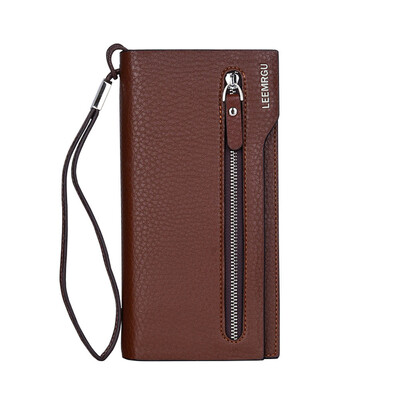 

Tailored Men Long Section Zip Bifold Business Leather Wallet Card Coin Wallet Purse