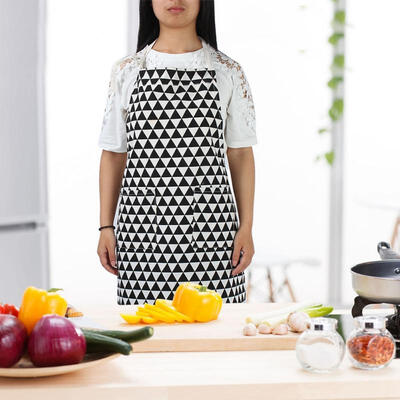 

Greensen Triangle Pattern Cotton Kitchen Apron Unisex Cooking Baking Aprons with Two Pockets