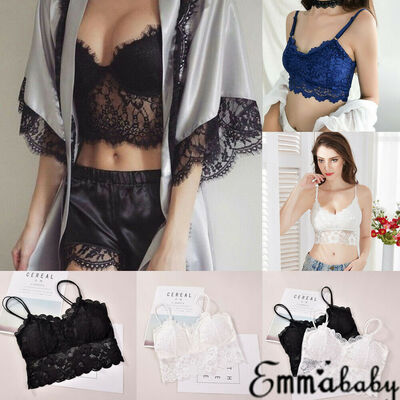 

Women Sexy Lace Floral Bralette Bralet Bra Bustier Padded Crop Top Tank Tops