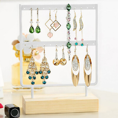 

Gobestart Wood Base Metal Jewelry Holder Display Stand Dangle Earrings Hanging 24 Holes