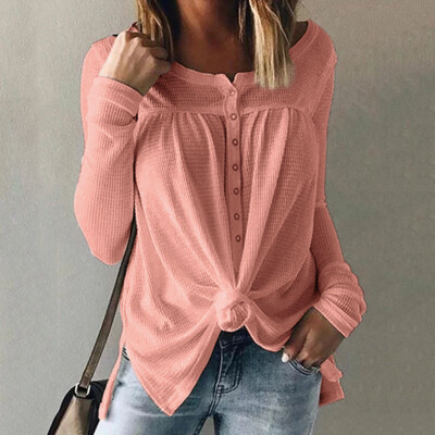 

Tailored Women Fashion Casual Button Shirt O-Neck Long Sleeve Tops Blouse