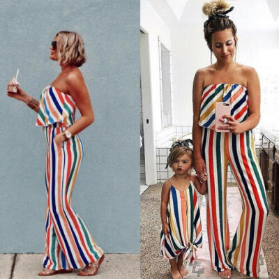 

Family Matching Outfits Mother&Daughter Clothes dress Baby Girl Stripe Shirt