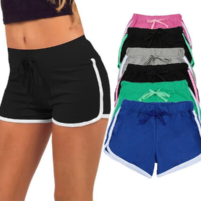 

Fashion Women Sports Shorts Contrast Binding Side Split Elastic Waist Yoga Shorts