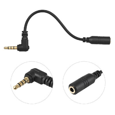 

Andoer EY-S04 35mm 3 Pole TRS Female to 4 Pole TRRS Male 90 Degree Right Angled Microphone Adapter Cable Audio Stereo Mic Convert