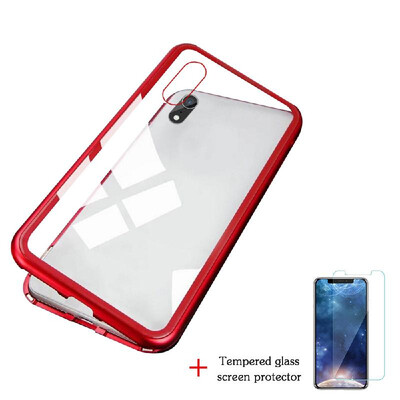 

Magneto Magnetic Adsorption Case Clear Tempered Glass Red Clear i-phone XR
