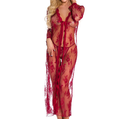 

Gobestart Women Lingerie One-piece Garment Lace Mesh Underwear V Neck Sleepwear Chemise