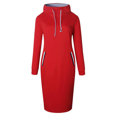 

Warm Long Sweatshirt Slim Fit Pullover Tops High Neck Women Casual Dresses