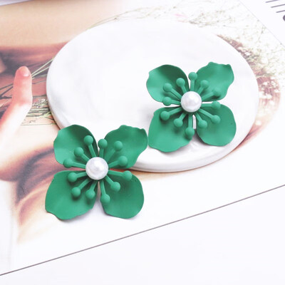 

EK706 New Korean Style Spray Paint Big Flower Stud Earrings For Women Fashion Summer Accessories Elegant Sweet Jewelry Brincos