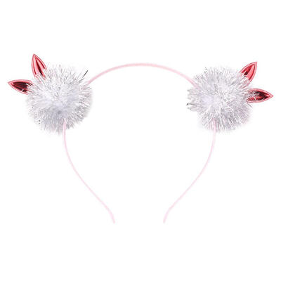 

Cute Glitter Girls Headband Rabbit Ears Pompom Easter Party Hair Bands
