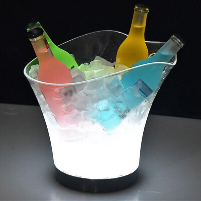 

DC3V 1W 55L High Big Capacity RGB LED Light Lamp Ice Bucket Icy Barrel Curve Design Yellow 4 AAA Battery Powered Operated for H