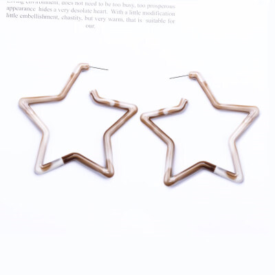 

EK194 Leopard Print Big Drop Earrings For Women Acetate Resin Acrylic Hollow Star Pendent Earring ZA Jewelry Studs Pendientes