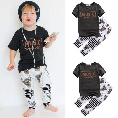 

2Pcs Toddler Baby Boys Girl Kid T Shirt Tops Pants Trousers Clothes Outfits Set