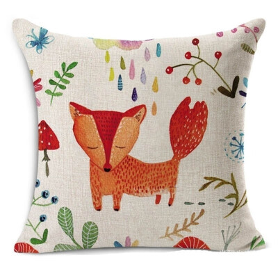 

Christmas Nordic Pillowcase lovely animal fox Decorative Cotton Linen Throw Pillow cover Cojines almofada