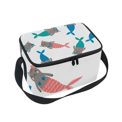 

ALAZA Insulated Lunch Box Magic Cute Mermaids Lunch Bag for Men Women Portable Tote Bag Cooler Bag