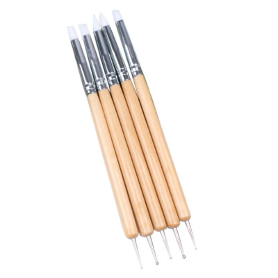 

Toponeto 5 Pcs Pencil Head Nail Art Brush Nail Silicone Brushes With Wooden Handle Strap