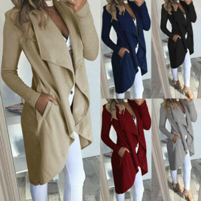 

US Women Ladies Long Coat Long Sleeve Loose Outcoat Outwear Casual Jean Jacket