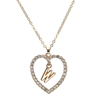 

New Fashion Crystal Initial Personalized Letter Heart Pendent Name Necklace for Women Charm Gold Color Chain Choker Jewelry Gift