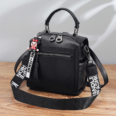 

Bag girl fashion uses texture double shoulder backpack soft Han hundred oblique satchel ins single shoulder handheld