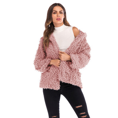 

Roseonmyhand Women Hooded Sweatshirt Coat Winter Warm Wool Pockets Cotton Coat Outwear