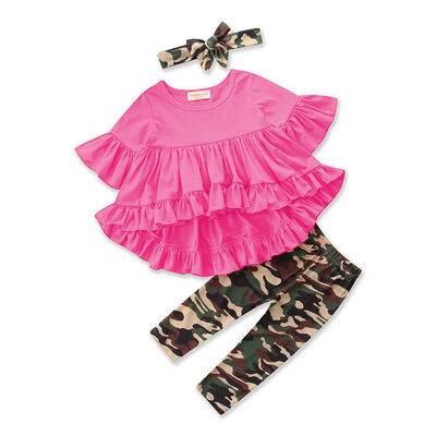 

Toddler Kids Girls Ruffle Tops DressCamo Leggings Pants Outfits Clothes Set