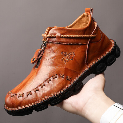 

Mens boots Martin boots large size leather mens leather short boots large size high to help mens shoes tide shoes