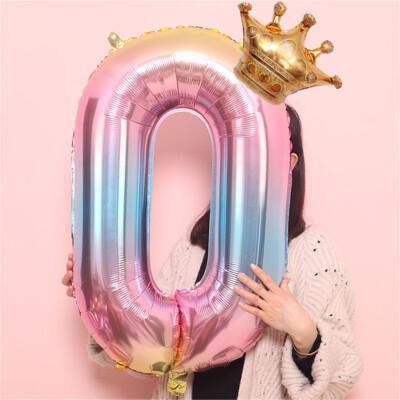 

JPGIF Crown Number Foil Balloons Number Ballon Happy Birthday Party Decoration 32 Inch