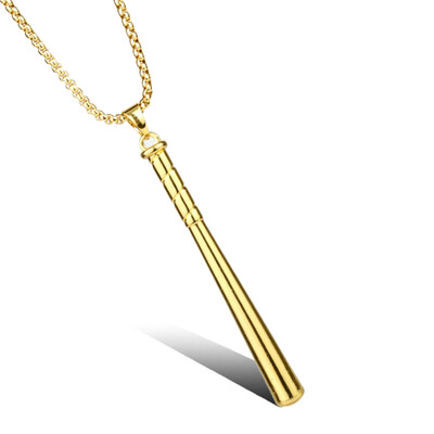

Hip Hop Baseball Necklace Punk Bar Strip Shape Softball Baseball Bat Pendant Long Chain Necklace Girls Boys Zinc Alloy Jewelry