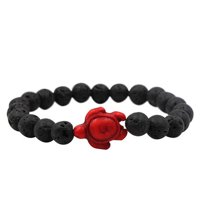 

8Mm Black Lava Stone Beads Bracelet Turquoise Sea Turtle Bracelet Beach Jewelry For Men Women Yoga Energy Friendship Bracelet