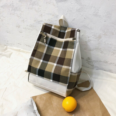 

Canvas Backpack Cute Plaid Backpack Girl Campus Leisure Bag Wild Travel Backpack