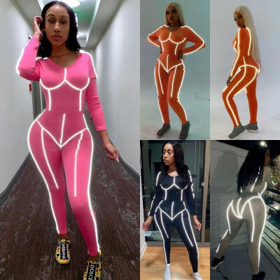 

Lady Sexy Long Sleeve Romper Jumpsuit Stretchy Bodysuit Club Bodycon Pants