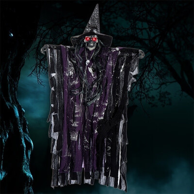 

Halloween Prop Hanging Ghost Witch Scary Voice Haunted House Bar Party Home Decoration 63x38cm