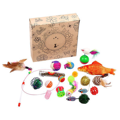 

20 Pieces Cat Toys Set Interactive Funny Kittens Toys Cat Teaser Wand Feather Balls Sisal Balls Catnip Toys