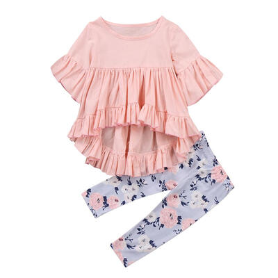 

Autumn Baby 34 Sleeve Party Irregular Dovetail Dress Pants Girls 2pcs Set