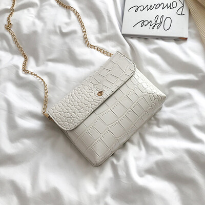 

Tailored Women Retro Pure Color Alligator Leather Shoulder Messenger Bag Chain Crossbody Bags