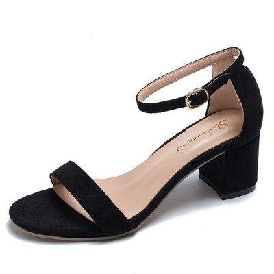 

Sandals 2019 new summer high heels with medium heel thick heel fairy wind low heel summer dress high heels low heel summer