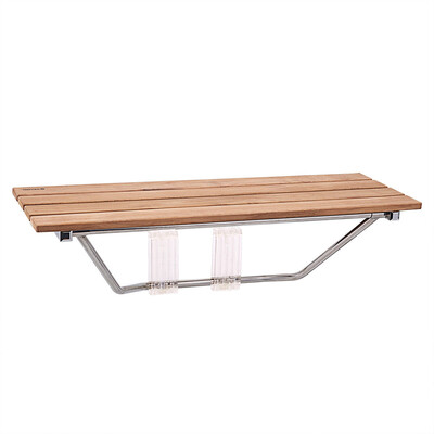

355" Wall Mounted Teak Wooden Folding Shower Seat Bathroom Stool