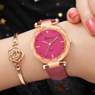 

RM New Fashion Geneva Women Leather Band Quartz Analog Wrist Watch