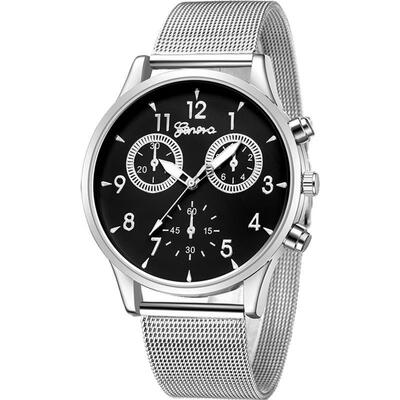 

GENEVA Men Luxury Sport Watch Mesh Band Stainless Steel Quartz Wristwatch Male Man Fashion Watches Erkek Kol Saati 2018